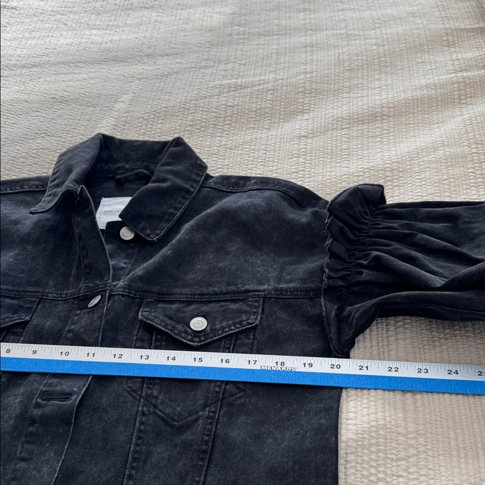 Avec Les Filles Acid Washed Black Denim Jacket - Picture 7 of 9